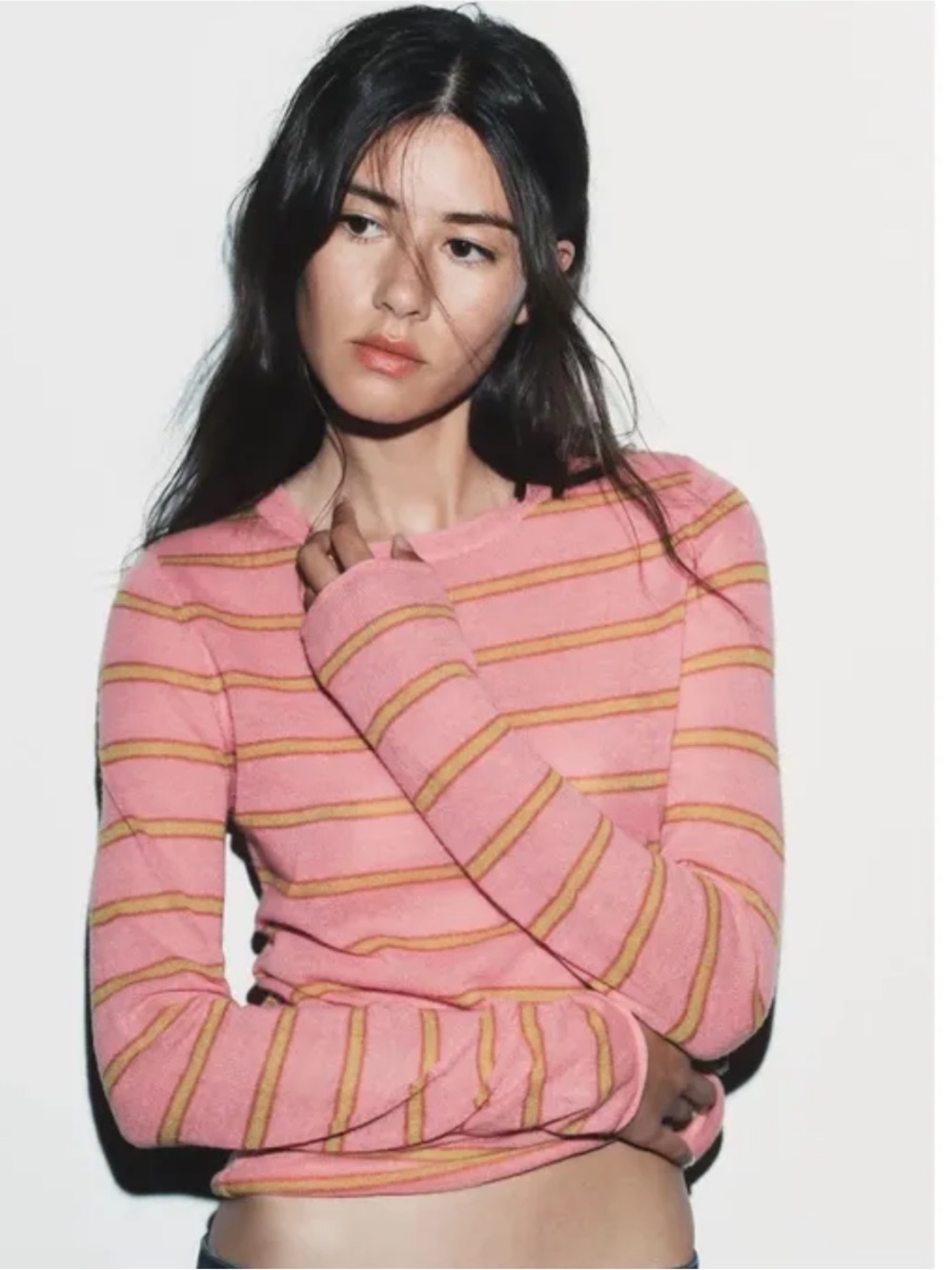 Zara cozy light weight knit pink green